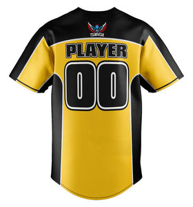 USA TEAMWEAR Baseball Jersey Yellow Black Sublimated Print Moisture Wicking Unisex Adult Short Sleeve Regular Fit - Product Image 3