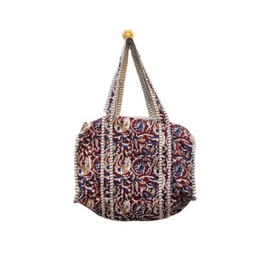 Indian handmade Block Print Cotton Duffle <b>Bag</b> for Women Quilted Floral Overnight Travel <b>Bag</b> Perfect Gift for her <b>Beach</b> wear - Product Image 1