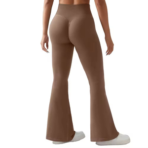 Women's Trendy Flare Pants with Mid Waist Regular Fit 100% Polyester Anti-Pilling for Autumn Season - Product Image 2