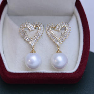 Boucles d'oreilles en perles blanches rondes brillantes de 10-11 mm de Zhuji Danshui, argent S925 avec de fines imperfections, bijoux élégants - Product Image 1