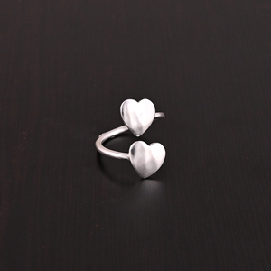Modern Double-Heart <b>Adjustable</b> <b>Ring</b> for Women | Wedding & Party Occasions | 925 Sterling <b>Silver</b> - Product Image 2