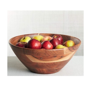 Bol en bois traditionnel, finition naturelle, plat de service pour fruits, fruits secs, salades, desserts, cuisine, salle à manger, décoration de la maison - Product Image 6