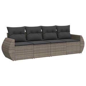 Dark Grey <b>Rattan</b> Garden <b>Sofa</b> Set 4 Seater <b>Outdoor</b> Furniture Contemporary Design - Product Image 4