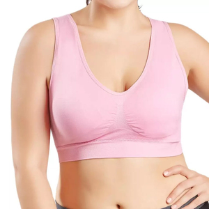 Soutien-gorge de sport noir léger et simple sans coutures avec dos croisé, maintien élevé, haut d'entraînement pour femme - Product Image 3