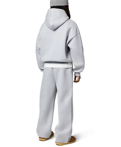 Men <b>Light</b> Gray Elastic Waist Cotton Sweatpants Casual Wide Leg Flared <b>Trousers</b> Autumn Style Knitted Breathable Pants - Product Image 3