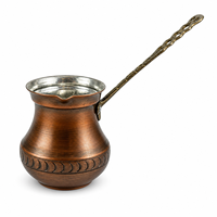 Cafetera Turca/Griega/Árabe Antigua Grabada en Latón con Acabado Ecológico, para Estufa, Cezve Ibrik de Metal con Logotipo Personalizado