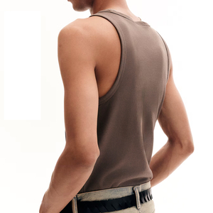 เสื้อกล้ามคอกลมแขนกุดถักลำลองสีพื้นสำหรับผู้ชายขนาดใหญ่พิเศษ - Product Image 5