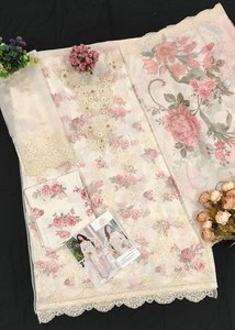 Conjunto de Kurti y Dupatta sin coser estilo Anarkali de seda Georgette multicolor bordado hasta la rodilla para fiesta, marca SIE - Product Image 6