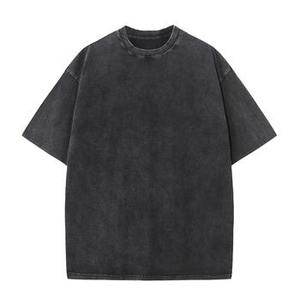 Camiseta de Algodón Lavado Personalizada para Hombre, Cuello Redondo, Manga Corta, Color Sólido, Estilo Casual, Jersey Liso Teñido, Logotipo Frontal - Product Image 3