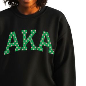 Black Polka Dot Letter Graphic Crewneck Sweatshirt <b>Green</b> Print Cotton Fleece Pullover Long Sleeve Casual Fashion Streetwear - Product Image 6