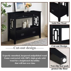 Consolle in Legno di Pino Stile Rustico da 36 Pollici con 4 Cassetti e 1 Ripiano per Ingresso, Soggiorno o Camera da Letto - Product Image 3