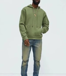 Sweat à capuche uni en polaire douce lavée, respirant, écologique, style streetwear décontracté, vêtements chauds d'hiver pour fabricants de mode - Product Image 3