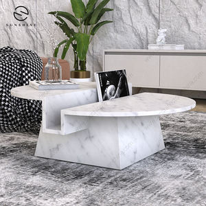 Table basse moderne en marbre avec rangement, meubles de salon - Product Image 3