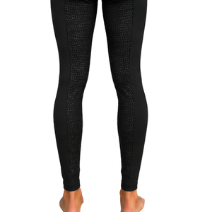 Leggings de equitación negros personalizados para mujer, de cintura alta, elásticos, con tela texturizada y diseño de bolsillo frontal. - Product Image 4