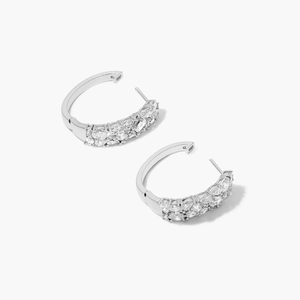 Boucles d'oreilles créoles de luxe en argent sterling plaqué rhodium avec moissanite, diamants taillés élégants et étincelants, bijoux fins et légers pour les soirées - Product Image 6