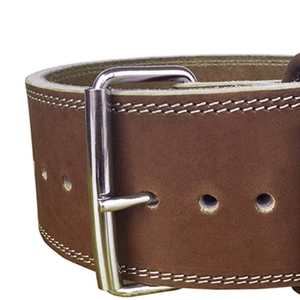 Cinturón de Levantamiento de Pesas de Cuero Vacuno, Color Sólido, Hebilla de Acero Rectangular Plateada, Duradero, Moldeado en una Sola Pieza, Estilo Casual - Product Image 6