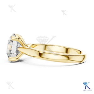 Bague de fiançailles solitaire en diamant de laboratoire taille ronde, 4 griffes, bord fin, en or massif, bijoux de mariée raffinés pour femme, cadeau B2B - Product Image 5
