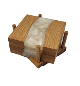 Posavasos de resina cuadrado de madera para restaurante de Hotel personalidad de moda cuadrado aislado Pino taza de té de madera posavasos de lujo - Product Image 1