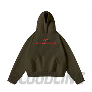 Sudadera con Capucha Unisex BLOODLINE, Verde Oliva, Logotipo Frontal, Corte Regular, Informal, Forro Polar de Invierno, 100% Algodón, Transpirable, Secado Rápido - Product Image 1