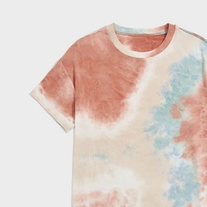Camiseta de Manga Corta con Cuello Redondo y Estampado Tie-Dye para Hombre, Corte Regular, Diseño Informal con Patrón Tejido - Product Image 3