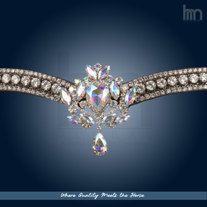 Tiare de luxe élégante en cristal transparent, couronne en V, frontale de cheval, bride de dressage en cuir rembourrée faite à la main, équipement d'équitation OEM - Product Image 6