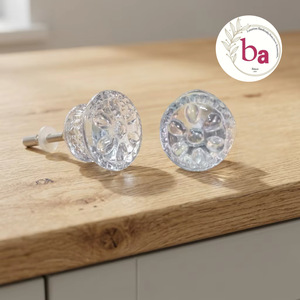 Poignée de meuble moderne en verre cristal, bouton rond à motif floral, pour cuisine, armoire, commode, salle de bain, durable - Product Image 1