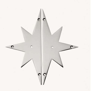 Poignée de meuble en laiton en forme d'étoile avec plaque de fixation, poignée en laiton moulé, finition nickelée - Product Image 4