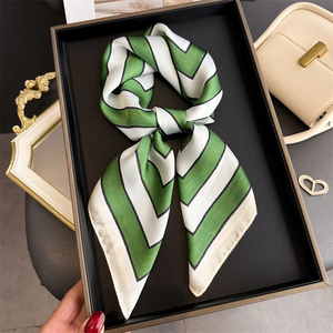 2026 Fashion square <b>scarf</b> for Women Hair Band Soft Neckerchief Vintage Hijab Stripe Print Headscarf Female Pashmina Bandana - Product Image 1