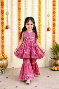 ชุดคุर्ตาผ้าฝ้ายแท้พิมพ์ลายชนเผ่าสไตล์เอ็มไพร์พร้อมกางเกงชาราร่า - Product Image 5