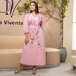 Elegante Vestido de Algodón Rosa Pálido para Mujer - Product Image 1