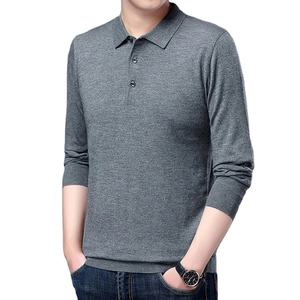 เสื้อสเวตเตอร์แบบสวมหัวคอปกสีพื้นผ้าวูลแขนยาวของผู้ชายเสื้อซับในแบบคลาสสิกสำหรับฤดูใบไม้ร่วง - Product Image 2