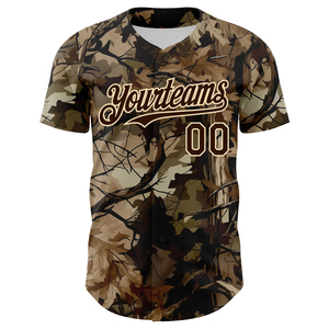 Custom Camo Sublimated Baseball Jersey Full Button Breathable Polyester Short Sleeve Unisex Team Uniform Right Sleeve Logo All - Product Image 2
