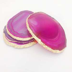 Wholesale Luxury Personalized Handmade Purple <b>Agate</b> <b>Coasters</b> Crystal Golden Electroplated Finish Sale Aameena <b>Agate</b> - Product Image 4