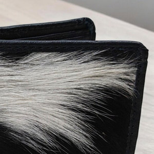 Portefeuille en cuir de vachette véritable pour homme, portefeuille fin à rabat en cuir à poils, portefeuille fait main, cuir de haute qualité - Product Image 5