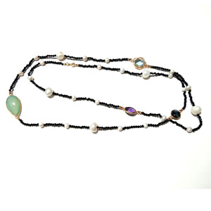 Natural Multicolor Gemstone Beaded <b>Statement</b> <b>Necklace</b> 925 Sterling Silver Handmade Bohemian Style Unisex Third Party Certified - Product Image 5