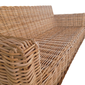 Sofá de Jardín de Mimbre Natural para Exteriores, Sofá de Ratán con Cojín Impermeable, Muebles para Patio, Villa, Hotel - Product Image 4