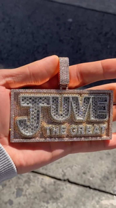 Collar de Lujo con Moissanita y Diseño Rectangular JWE The Great, Placa con Nombre, Estilo Hip Hop, Totalmente Cubierto de Brillantes - Product Image 6