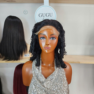 BOUNCY VIRGIN VIETNAMESE HUMAN HAIR CURLY SHORT LACE FRONT <b>WIGS</b> with HD TRANSPARENT LACE DOUBLE DRAWN & GLUELESS for <b>BLACK</b> WOMEN - Product Image 3
