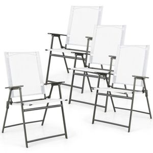 ชุดเก้าอี้พับโครงโลหะกันสนิม 4 ตัว เฟอร์นิเจอร์กลางแจ้งที่ทนทานและมีสไตล์ - Product Image 1
