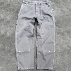 Pantalones de Carpintero Vintage Personalizados para Hombre, 100% Algodón Twill, Pierna Recta, Doble Rodilla, Pantalones de Trabajo Cargo con Remaches - Product Image 4