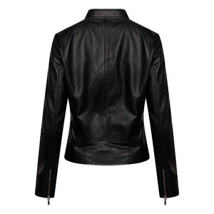 Blouson court zippé en similicuir PU pour femme, style motard ajusté, nouvelle collection, grandes tailles, vente en gros à prix abordable - Product Image 4