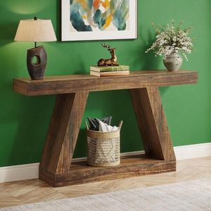 55-Inch Rustic Industrial <b>Wooden</b> <b>Console</b> <b>Table</b> with Storage for Entryway or Hallway - Product Image 6