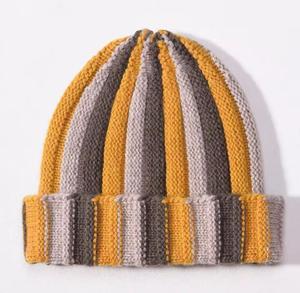 Unisex Vintage Striped Adjustable Beanie <b>Hat</b> 100% Acrylic Hand Knitted <b>Winter</b> for Adults Casual Style - Product Image 5