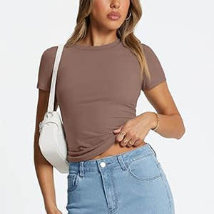 Camisetas de Mezcla de Algodón y Poliéster a los Mejores Precios al por Mayor, Camisetas Cortas Transpirables para Mujer - Product Image 3