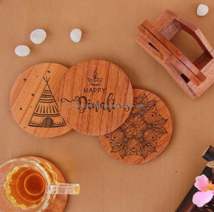 Posavasos de madera para grabar, juego de bases en blanco para café, té, mesa de comedor, accesorios de cocina, fiestas, bodas, madera de acacia a granel. - Product Image 6