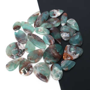 Aquaprase naturel, cabochons de pierres précieuses en vrac de formes variées à dos plat, fournitures pour bijoutiers et métallurgistes, pierre pour enroulement de fil - Product Image 6
