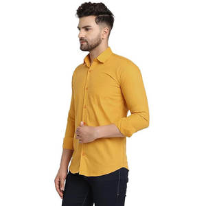 Camisas de vestir informales sólidas de algodón orgánico 100% para hombres, camisas transpirables antiarrugas de manga larga para adolescentes de verano - Product Image 1