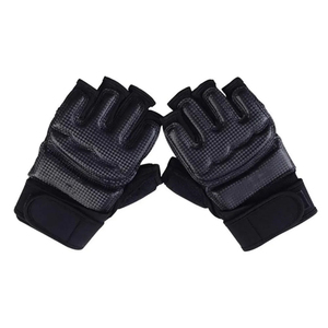 Gants de sport demi-doigts en cuir PU pour musculation, respirants, avec sangle de poignet réglable, unisexes - Product Image 1
