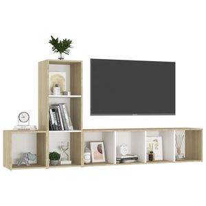 3 pezzi bianco e Sonoma rovere TV Set legno ingegnerizzato per soggiorno - Product Image 3