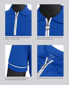 Camisas Polo de Manga Corta para Hombre, Cuello Solapa, Cierre de Cremallera, Corte Ajustado, Diseño Básico, Algodón - Product Image 5